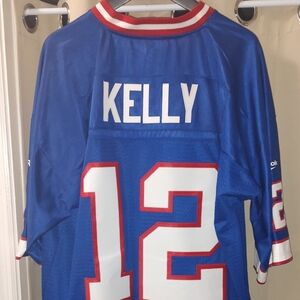 Reebok Jim Kelly Buffalo Bills Blue Jersey with Red and White Trim